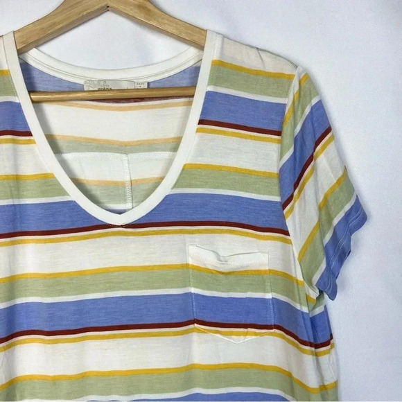Prana Green & Blue Stripe Scoop Neck Short Sleeve T-Shirt L - Picture 3 of 4